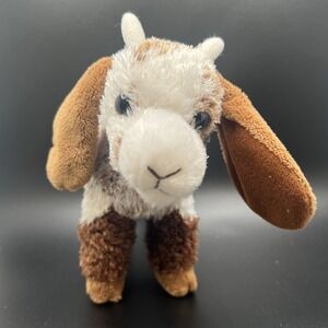 Douglas Bodhi Goat Plush Toy Stuffed Animal 8" Brown White Floppy‎ Ears Cuddle